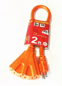 Cable de alimentación de extensión de 3 vías Tri Tap 2 ft 12/3 awg de alta resistencia calibre 12 3 salidas - Imagen 1 de 1