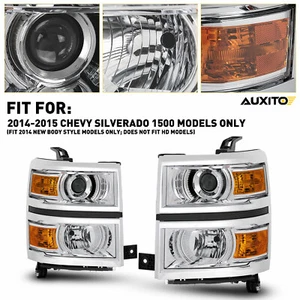 For 2014-2015 Chevy Silverado 1500 14 15 Chrome Clear Head Lights Projector Lamp - Foto 1 di 13