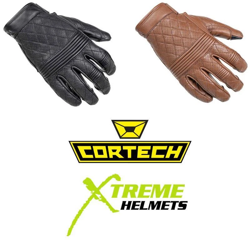 Luvas masculinas Cortech Boulevard The Scrapper couro perfurado tela sensível ao toque XS-3XL - Imagem 1 de 1