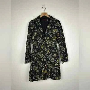 Johnny Was Trench Coat Black Green Paisley Embroidered Artzy Boho Size Small - Bild 1 von 5