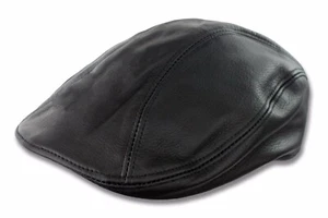 Oiled Leather Flat Cap Newsboy Hat Ivy Driving Golf S M L XL Gatsby Steampunk - Picture 1 of 9