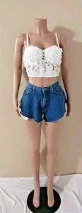 White Bustier Corset Cropped Top - Picture 1 of 4