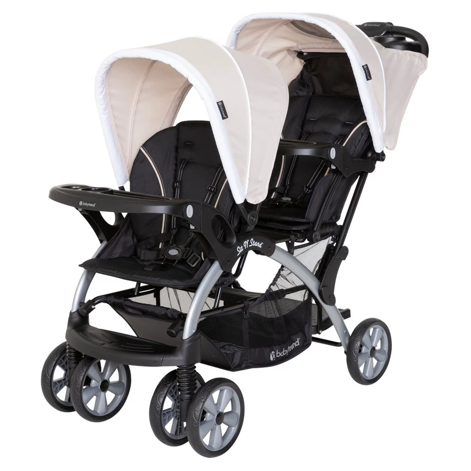 Baby Trend Sit N Stand Travel Baby Double Stroller, Modern Khaki (Open Box) - Image 1 of 4