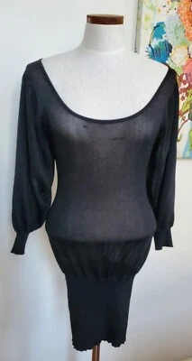 Sexy Vestido Bebe Negro Elastizado Metálico Brillos Globo L/S Transparente Para Mujer Talla S” Foto 1 de 4