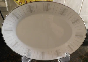Noritake Isabella 6531 14" Platter Stripes Japan Platinum Trim - Picture 1 of 4