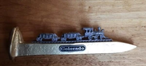 Vintage gebraucht Colorado gold bemalt RR Spike mit Dampfbergbau Zug 6 Zoll U - Bild 1 von 6