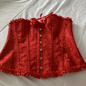 Rotes Korsett, sehr hübsche vordere Öffnung, Spitzendetail Größe 2XL Steampunk - Bild 1 von 5