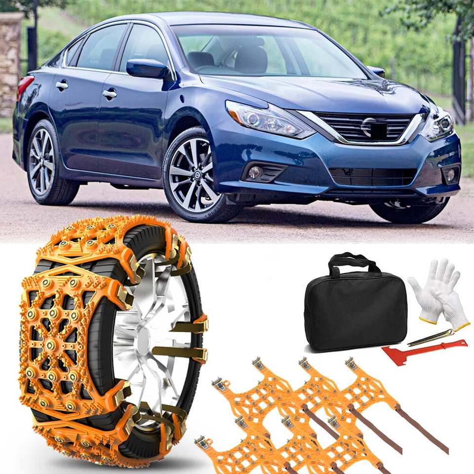 6x Cadena de tracción ajustable antideslizante de emergencia para nieve para Nissan Altima Foto 1 de 4