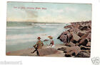 1909 Surf at Jetty Massachusetts Salisbury Beach Vintage postcard picnic couple