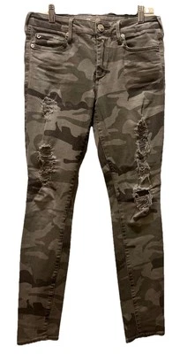 True Religion Halle Jeans Size 28 Women's Camo Distressed Mid Rise Super Skinny - Image 1 of 4