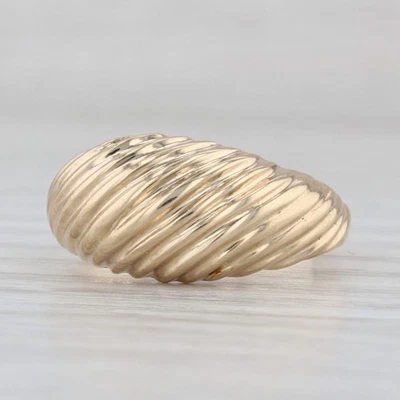 圆顶扇形十字绣戒指 14k 黄金尺寸 5.75 — 第 1/4 张图片