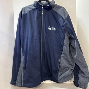ANTIGUA Seattle Seahawks Embroidered Logo Zip Navy Jacket Men's Size XL - Picture 1 of 6