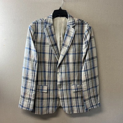 Abrigo deportivo de lino a cuadros azul tostado/azul Lauren Ralph Lauren para hombre talla 40 D1205321 Foto 1 de 4