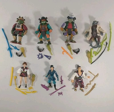 Lote De Colección De 7 Figuras 1993 Teenage Mutant Ninja Turtles Película LLL Playmates Foto 1 de 4