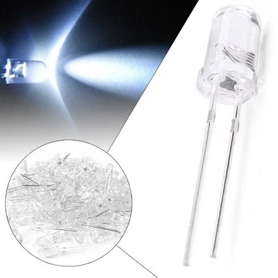 100/500/1000PCS 5mm Ultra Bright LED Weiße Glühbirne Lampe 20000mcd Super Bright - Bild 1 von 4