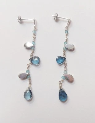 Orecchini in argento 925 con gocce di argento topazio London e zirconia cubica  - Immagine 1 di 3