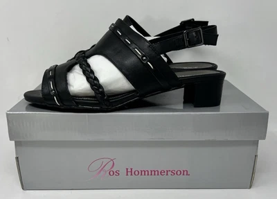 Sandalias negras Ros Hommerson de cuero textil punta abierta con honda para mujer talla 9WW Foto 1 de 4