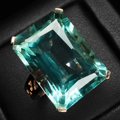 Dazzling Indicolite Green Tourmaline 21.10Ct 925 Sterling Silver Rose Gold Rings Foto 1 de 4