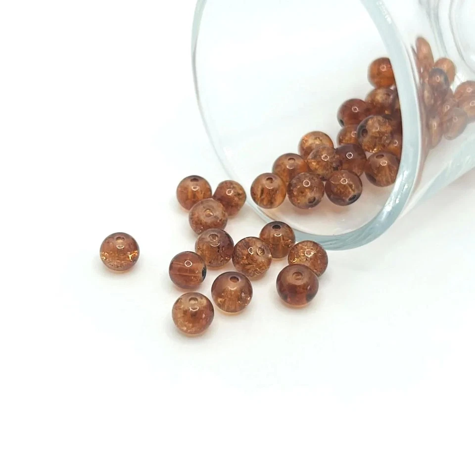 Коричневые стеклянные бусины с трещинами 6 мм - продавец из США - Изображение 1 из 3