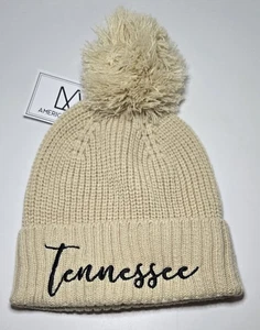 Gorro de recuerdo American Crown beige "Tennessee" para mujer pompón tejido nuevo con etiquetas - Imagen 1 de 6