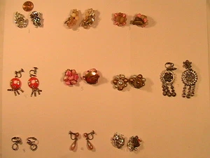 [h3a] Lote de 10 PENDIENTES DISFRAZ VINTAGE - CLIP, GIRO - Imagen 1 de 11