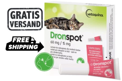 Vetoquinol Dronspot Entwurmungstropfen für Katzen Katze 2.5-5kg gegen Parasiten