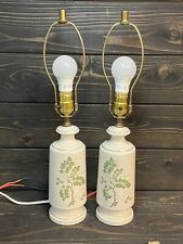 Pair Of Vintage Lamps Hand Painted Maiden Hair Fern 21” Mid-Century Contemporary