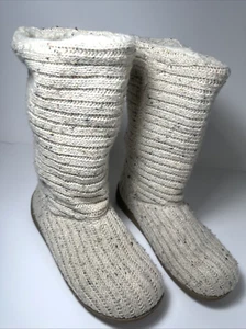 Bearpaw Women's Knitted Tall Boots, Tan Color With Brown sole Size US 6 1/2 EUC - Picture 1 of 15