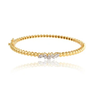 Kunstdiamanten Grown Cvd Diamant Armreif Perlen Armband Solid 14k Gelbgold Damen - Bild 1 von 8