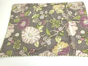 Scent-Station Adena Pillowsham Floral Taupe Grün Lila Baumwolle 21x27" Pakistan - Bild 1 von 7