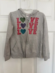 Extremely Me! Girls Gray Zip-Up Hoodie W/Pockets & W/LOVE, Size 5-6 - Picture 1 of 4