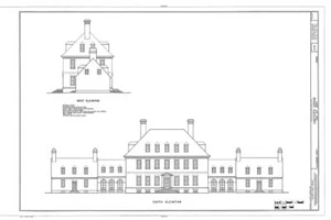 Carter's Grove Plantation - colonial brick mansion, architectural PRINTED Plans - Picture 1 of 12