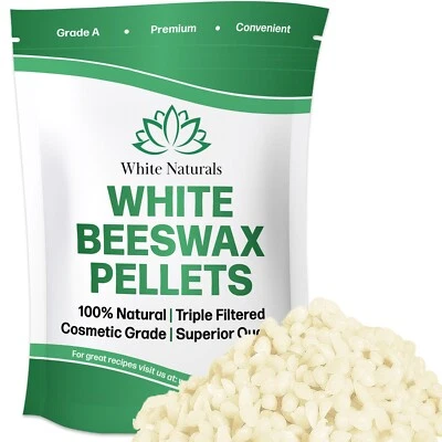 Pellets de cera de abejas blanca orgánica de 1 lb, 100 % naturales y puras, pastillas de grado cosmético Foto 1 de 4