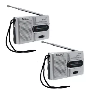 2x Mini Taschenradio Radio Analog Batteriebetrieben Tragbar FM Empfänger 8UKR - Bild 1 von 8