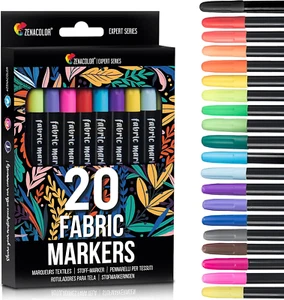 Zenacolor 20 Fabric Pens Permanent for Clothes, Easy to Use, Ideal for Plain T - Picture 1 of 11
