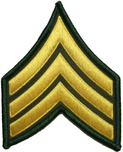 Chevrons Sergeant E-5 Stripes US Army Rank Military Uniform Sew Iron on Patch OD - Picture 1 of 1