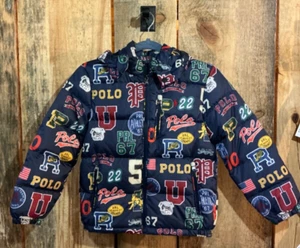 Polo Ralph Lauren Boy’s VARSITY PRINT Down Hooded Jacket Size Small (8) New - Picture 1 of 3