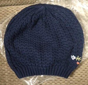 NEW Crochet Beret Hat Lands End Kids Girls Navy Blue Size Small 3575590 - Picture 1 of 6
