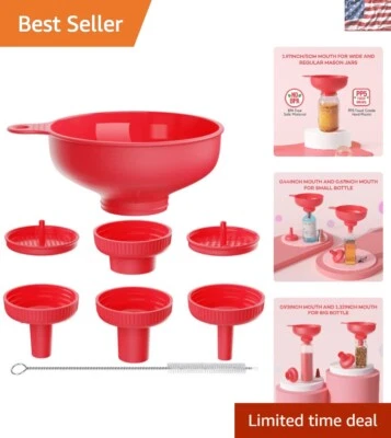 多功能厨房漏斗套装带 5 种尺寸喷嘴和过滤器 - 食品级塑料 — 第 1/4 张图片