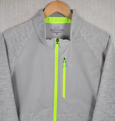 VINEYARD VINES Full Zip Mens Hybrid Jacket Size XL Gray Neon Performance Golf - Image 1 of 4
