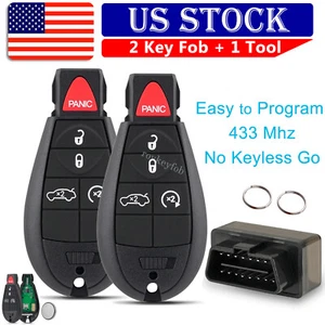 2 For 2011 2012 2013 Jeep Grand Cherokee Dodge Durango Key Fob + ODB Programmer - Picture 1 of 8