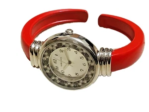 HUGO BOSS Bold Red Sleek Stylish Woman's Wrist Watch Quartz Clamper Bracelet - Picture 1 of 7