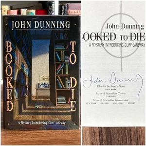 *Signed* Booked to Die - John Dunning (1st edition 4th print) Scribner’s, 1992 - Picture 1 of 8