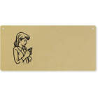 'Woman Using a Mobile Phone' Large Wooden Wall Plaque / Door Sign (DP00061301)
