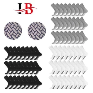 Wholesale Bulk Men's Non Skid Diabetic Gripper Crew Socks Loose Fit Non Binding - Picture 1 of 6