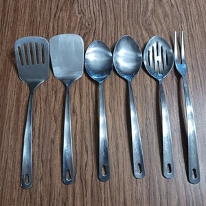 Wolfgang Puck 6-teiliges Küchenutensilien Edelstahl Set Spatel Gabel Schaumlöffel - Bild 1 von 9