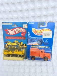Grúa de construcción Hot Wheels Workhorses 1981 de colección 3254 Protectopak Osh Kosh arado - Imagen 1 de 4