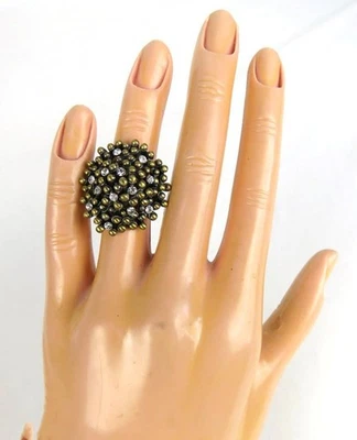 Lia Sophia Elena Kiam Family Blossom Ring Size 5 Matte Goldtone with Cut Crystal - Image 1 of 4