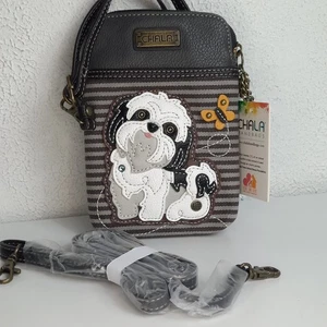 Neu mit Etikett Chala weiß Shih Tzu CV Handy Umhängetasche Handtasche kleine Handtasche (grau) Hund - Bild 1 von 7