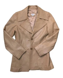 Vintage Leather Jacket Jewels by Julie Knapp Tan Colored Size Small - Picture 1 of 6